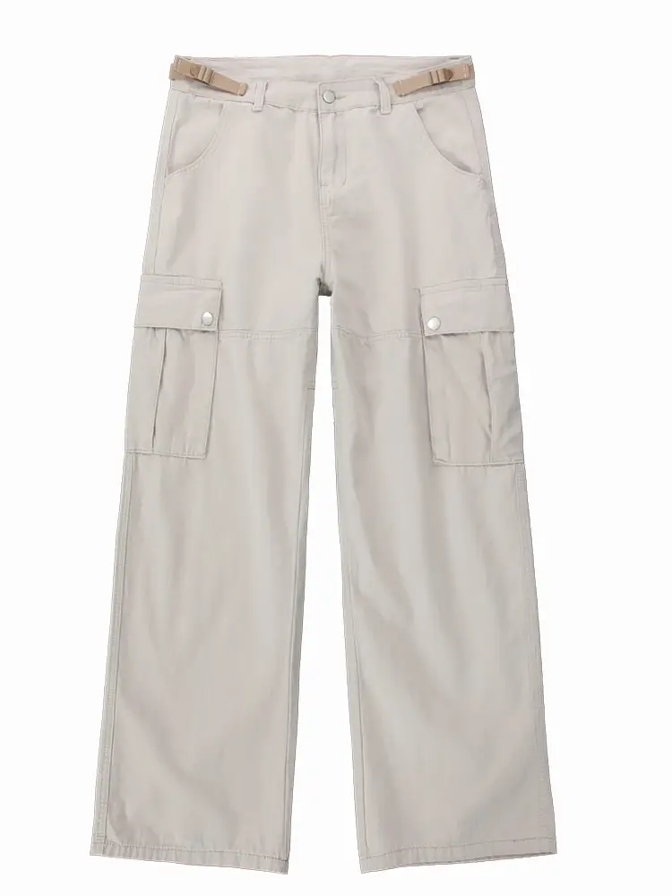 Black High-Waisted Loose Cargo Pants for Men Women - Image 2