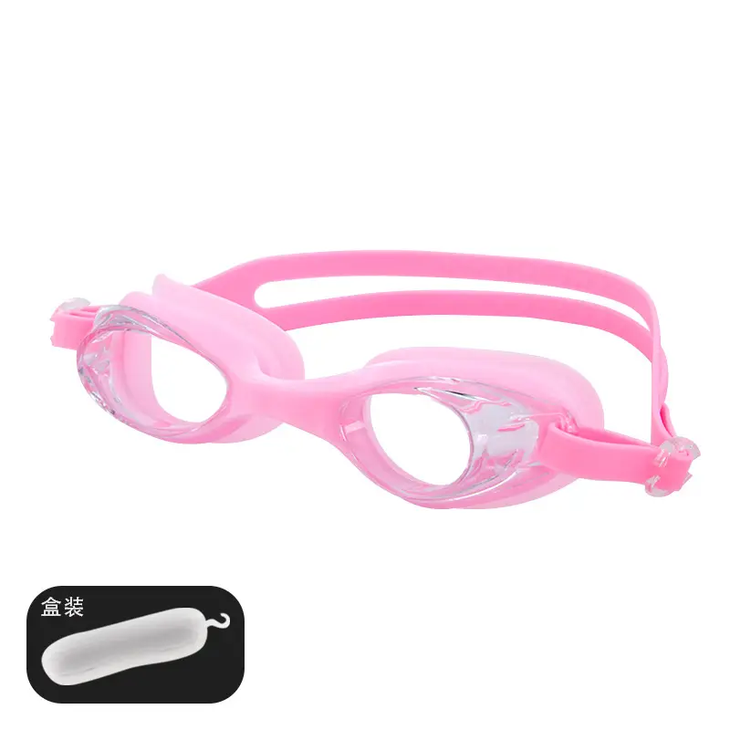 Factory direct waterproof swimming goggles children adult universal silicone swimming goggles wholesale flat light multi-color optional