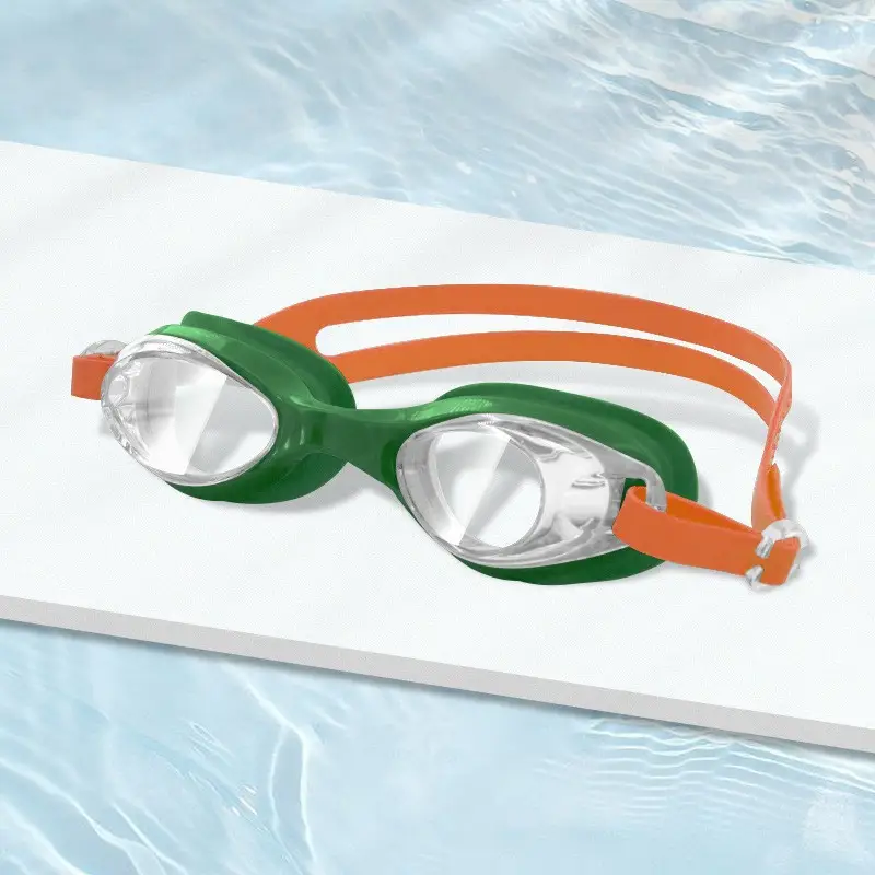 Factory direct waterproof swimming goggles children adult universal silicone swimming goggles wholesale flat light multi-color optional