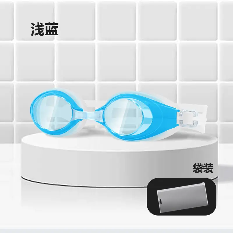 Factory direct waterproof swimming goggles children adult universal silicone swimming goggles wholesale flat light multi-color optional
