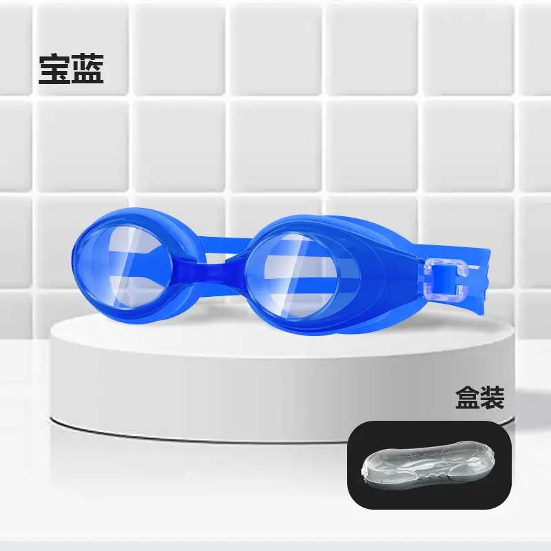 Factory direct waterproof swimming goggles children adult universal silicone swimming goggles wholesale flat light multi-color optional