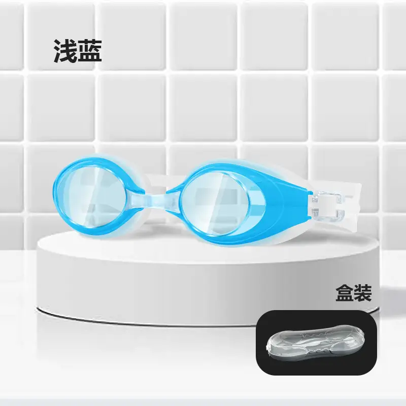 Factory direct waterproof swimming goggles children adult universal silicone swimming goggles wholesale flat light multi-color optional