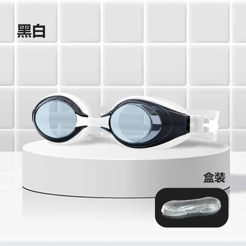 Factory direct waterproof swimming goggles children adult universal silicone swimming goggles wholesale flat light multi-color optional