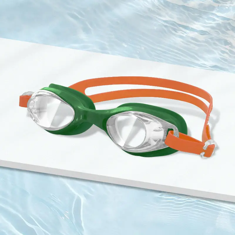 Factory direct waterproof swimming goggles children adult universal silicone swimming goggles wholesale flat light multi-color optional