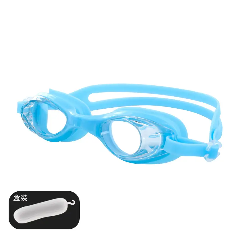 Factory direct waterproof swimming goggles children adult universal silicone swimming goggles wholesale flat light multi-color optional