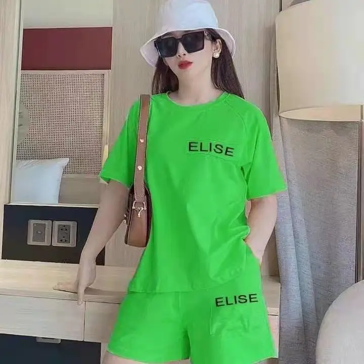 Women Green Elise Printed Shorts Set Summer Casual 2023 - Image 3