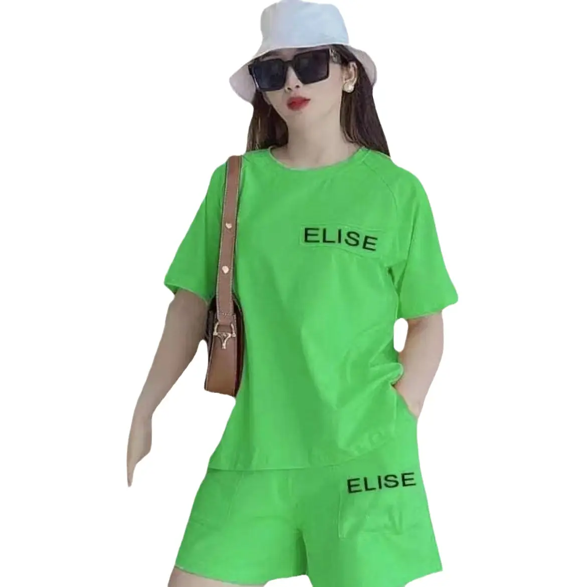 Women Green Elise Printed Shorts Set Summer Casual 2023 - Image 7