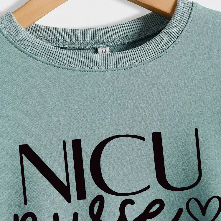 NICU NURSE Letters Round Neck Long Sleeve Sweatshirt for Women