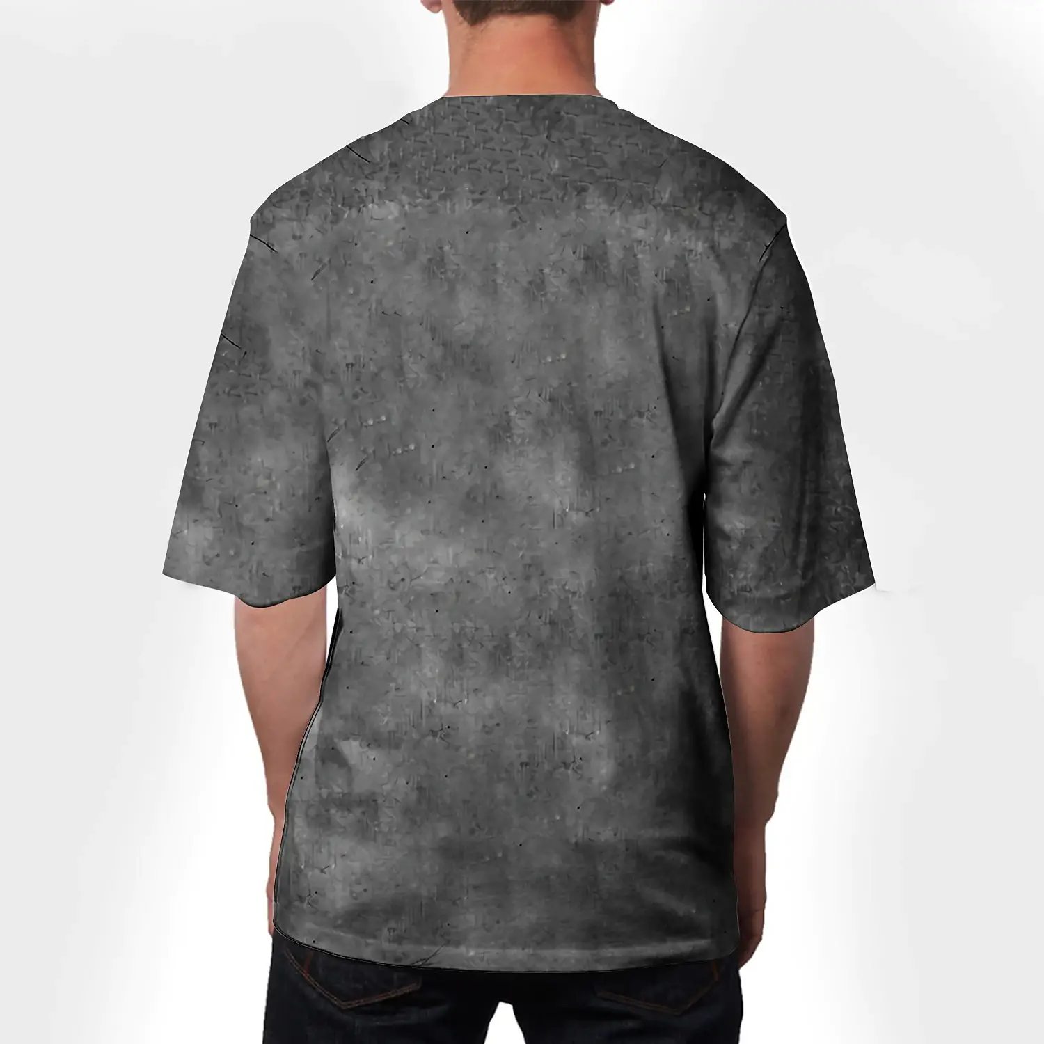 Men V-Neck Printed Cotton T-Shirt Blue 34F - Image 38