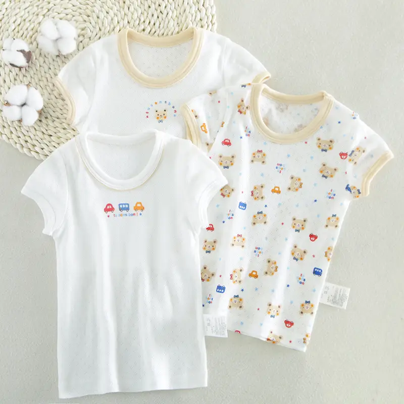 Japanese Style Baby T-Shirt White Mesh Short Sleeve - Image 3