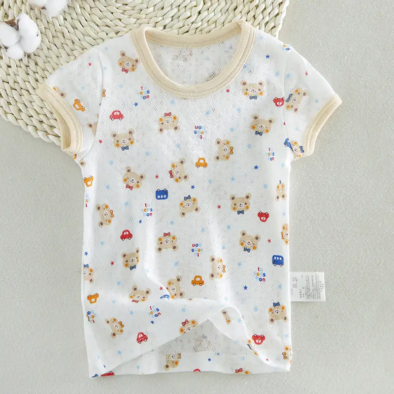 Japanese Style Baby T-Shirt White Mesh Short Sleeve - Image 4