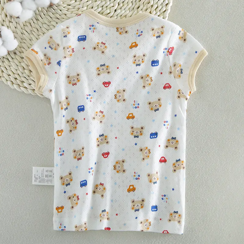 Japanese Style Baby T-Shirt White Mesh Short Sleeve - Image 5