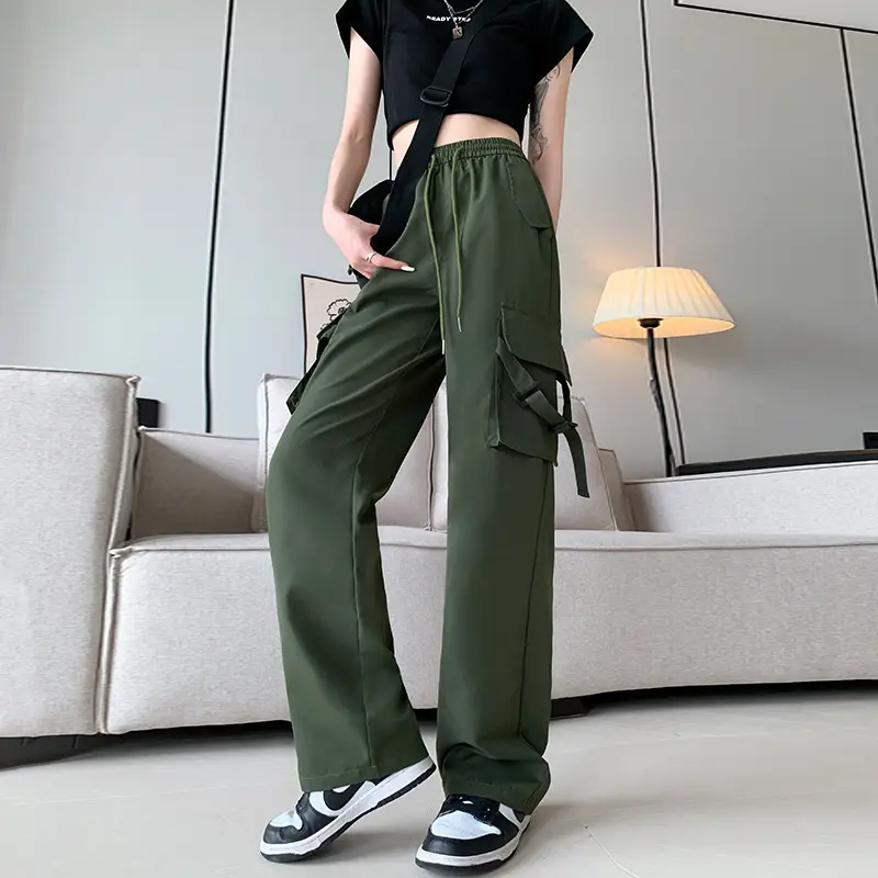 Women Pink Loose Casual Pants Set with Drawstring Waist - Image 7