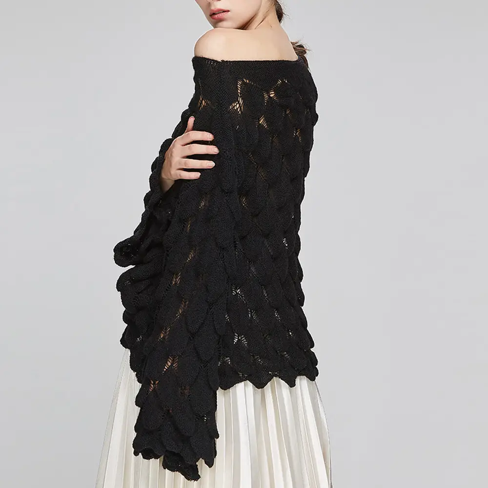 Yellow Hollow Knitted Pullover Sweater for Women — feature 20