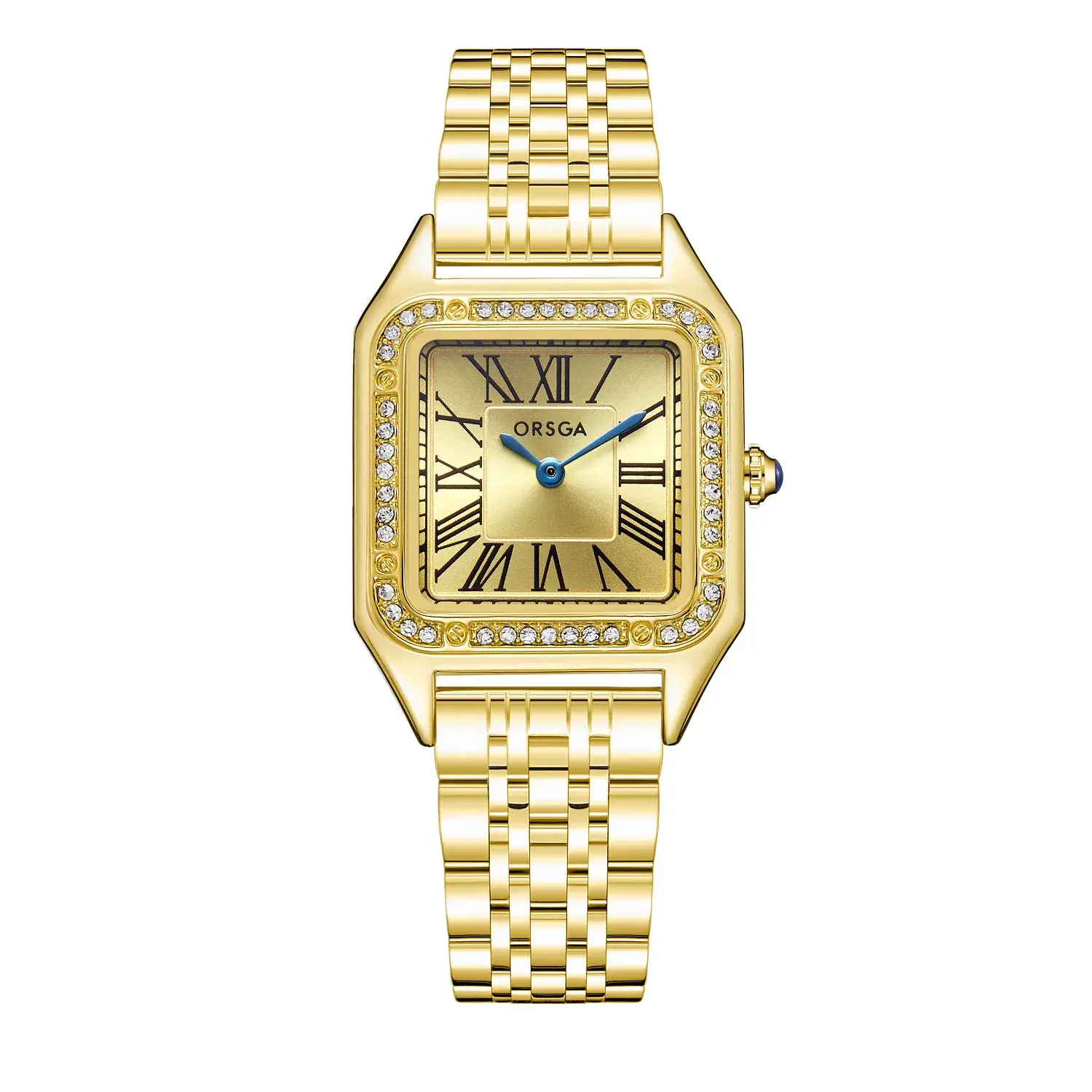 Omega Gold Square Watch for Women with Diamond Band - Image 28