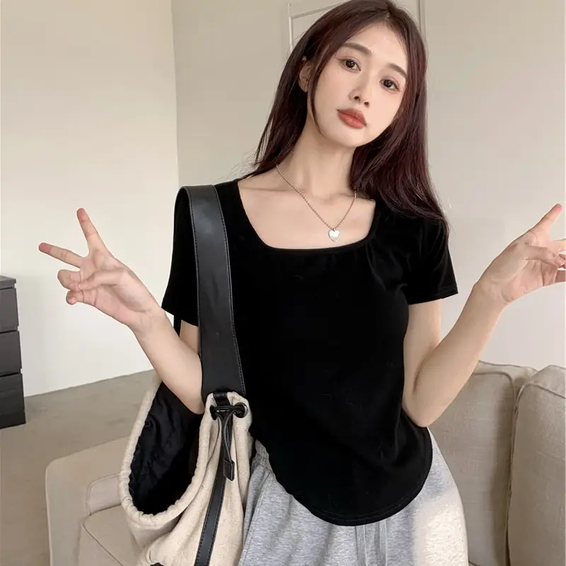 White Slim Fit Women's Summer T-Shirt 2025 - Image 3