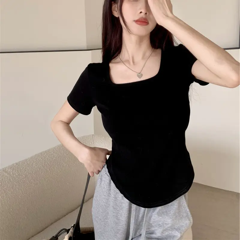 White Slim Fit Women's Summer T-Shirt 2025 - Image 4