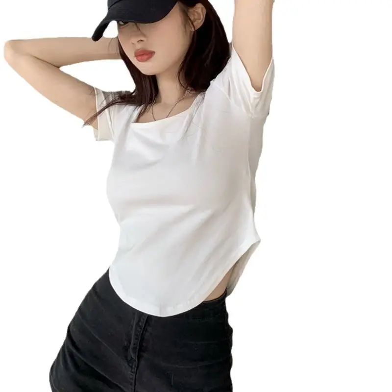 White Slim Fit Women's Summer T-Shirt 2025 - Image 7