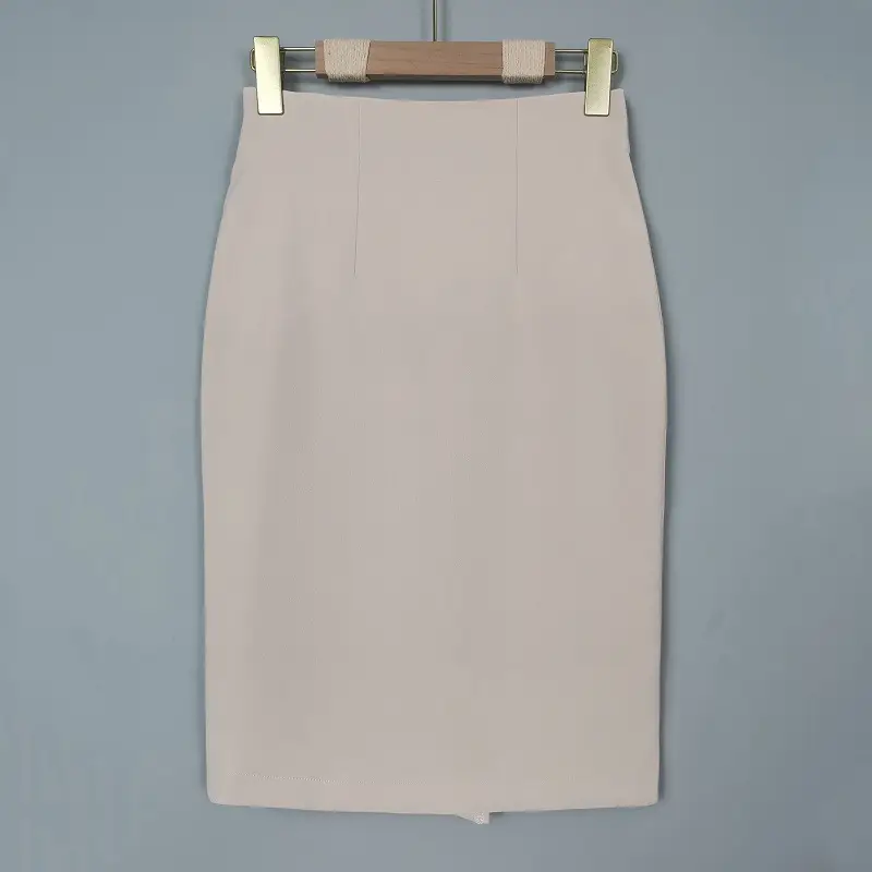 Women's Red Rear Split Slimming Skirt Mid Length - Image 2