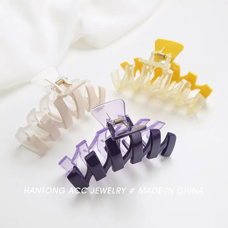 Two Color Big Wave Hair Clips Japanese Korean Bath Makeup Retro Color Matching Summer New Style Plate Hairpin - Image 9