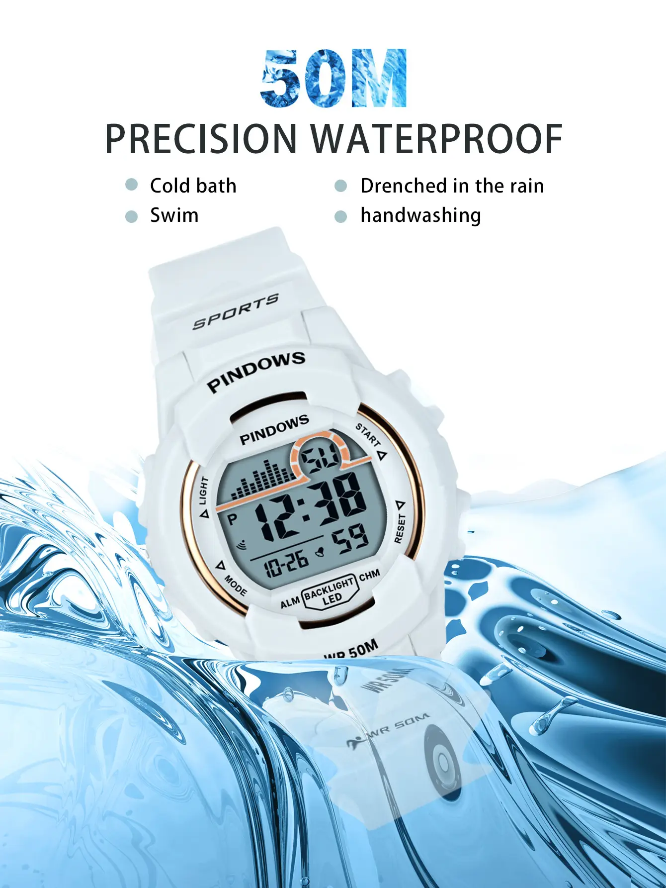 Green Waterproof Digital Watch for Men Women — feature 3