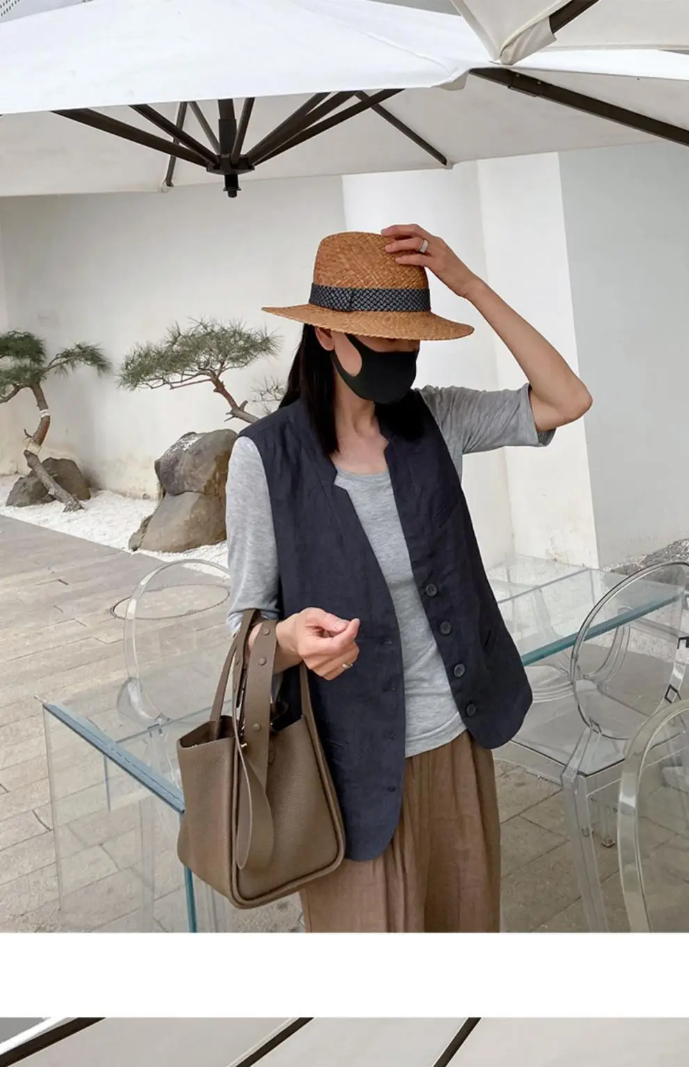 Women's 2024 Summer Linen Vest with Straw Hat — feature 16