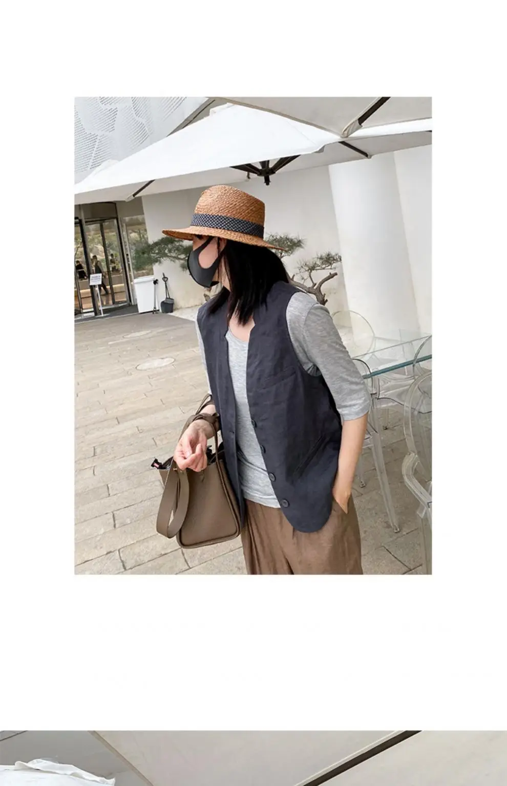 Women's 2024 Summer Linen Vest with Straw Hat — feature 18