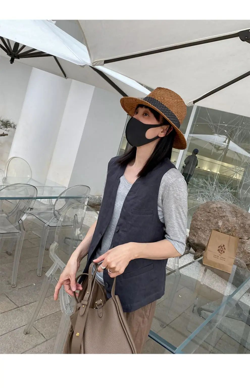 Women's 2024 Summer Linen Vest with Straw Hat — feature 20