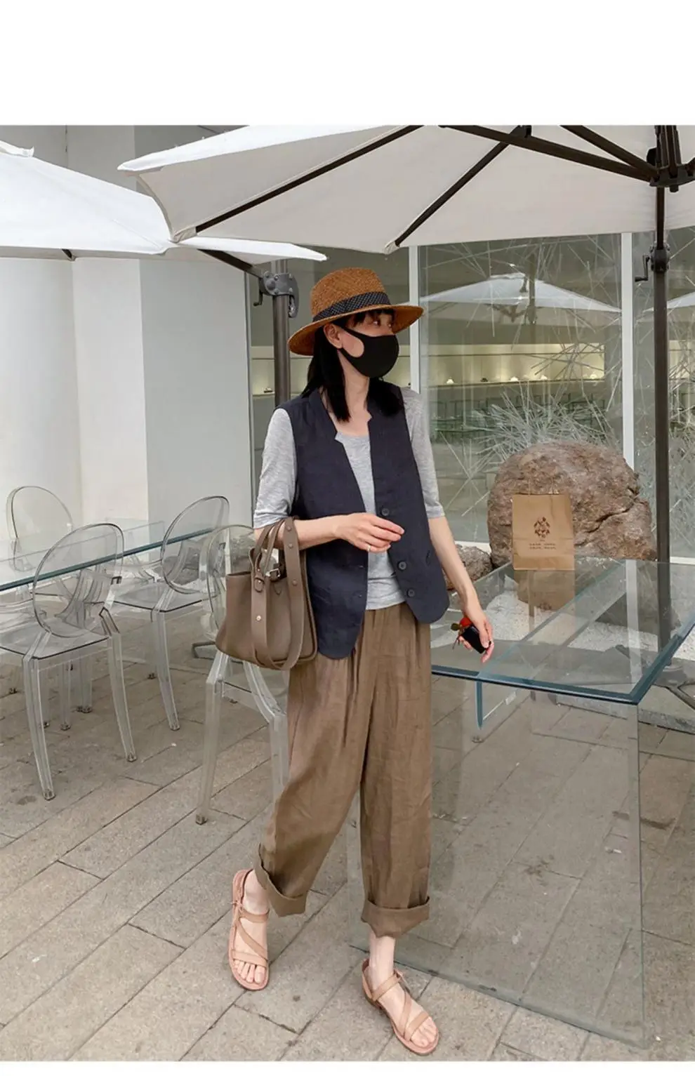 Women's 2024 Summer Linen Vest with Straw Hat — feature 22