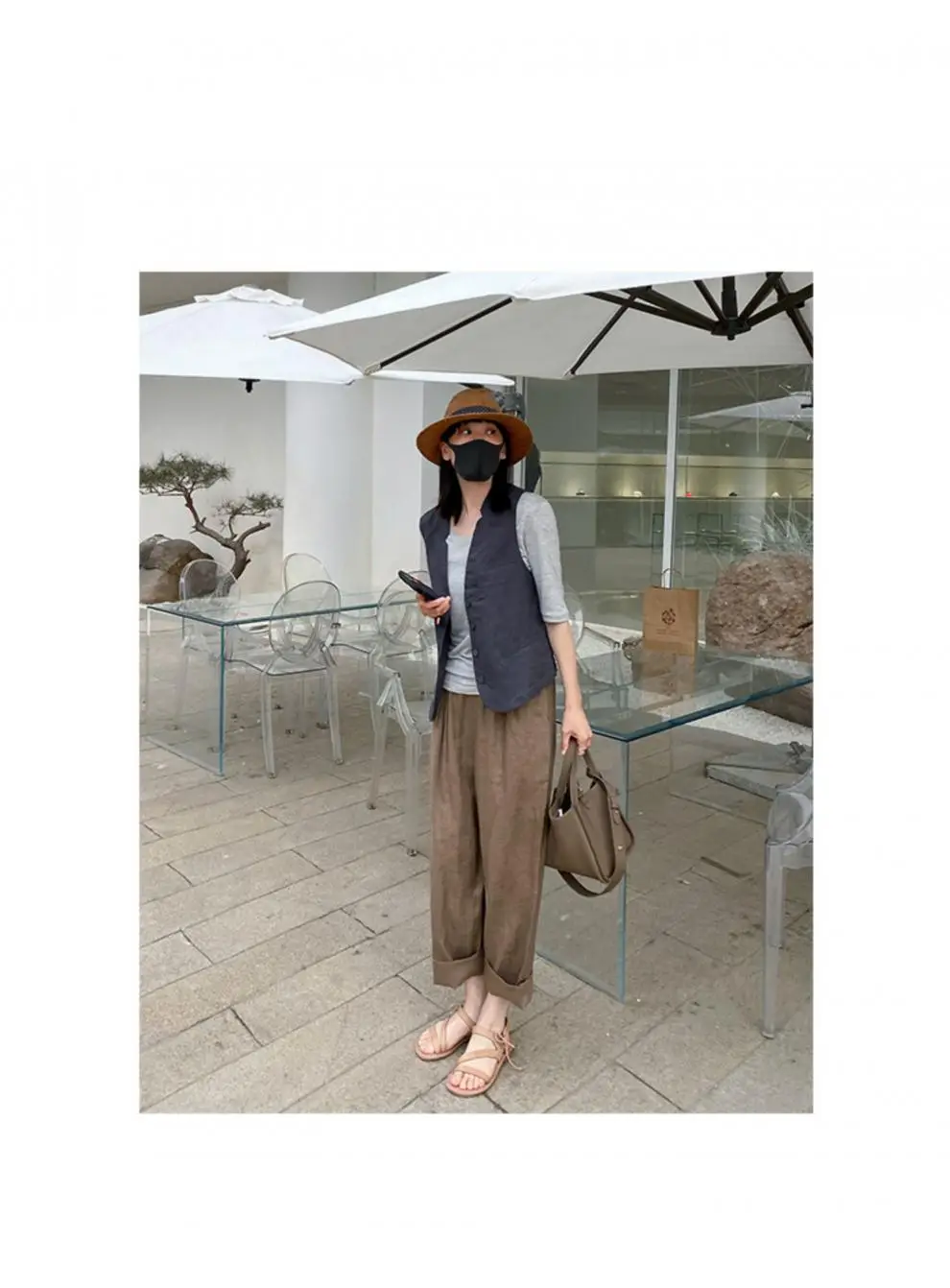 Women's 2024 Summer Linen Vest with Straw Hat — feature 23