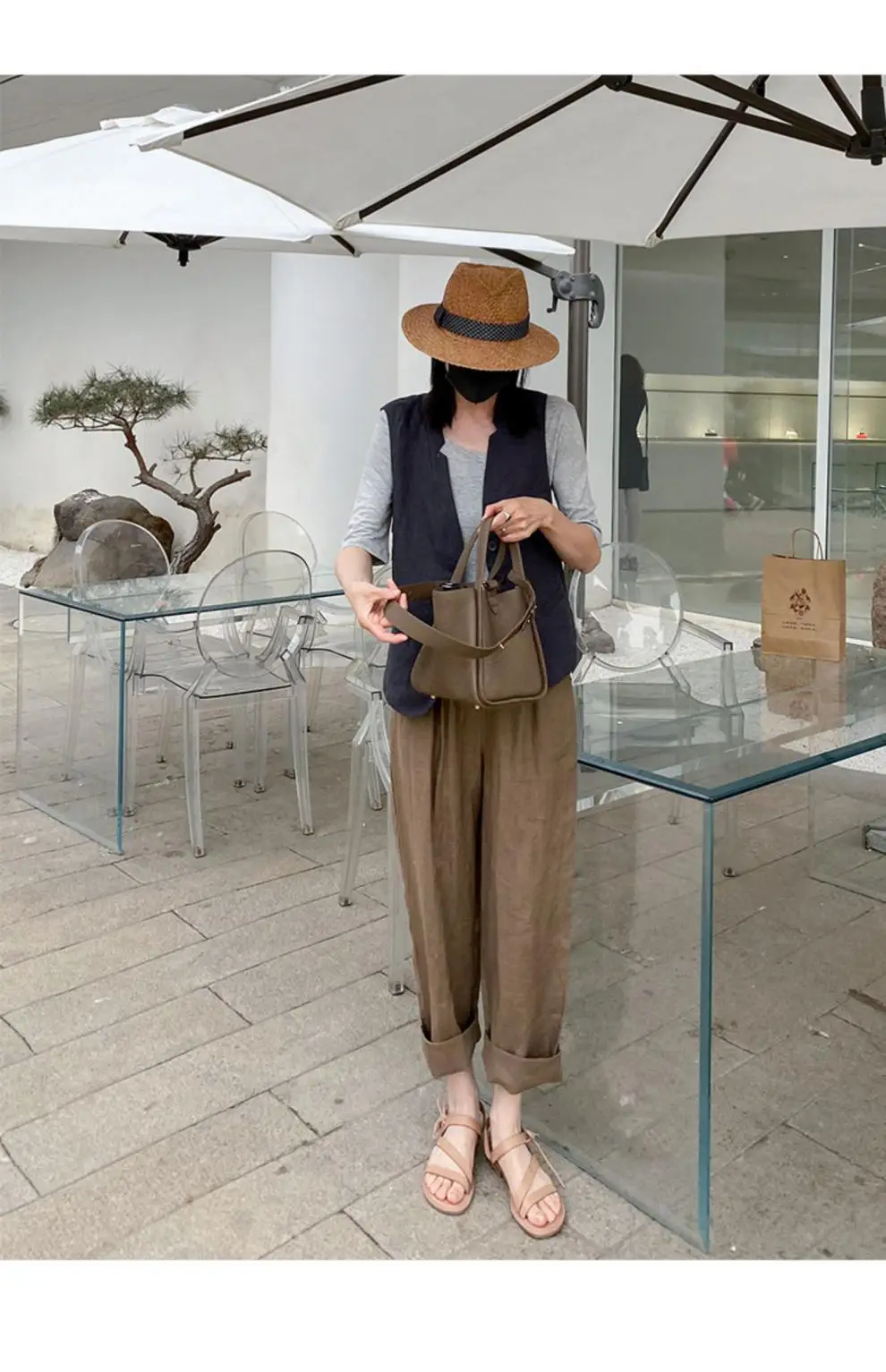 Women's 2024 Summer Linen Vest with Straw Hat — feature 25