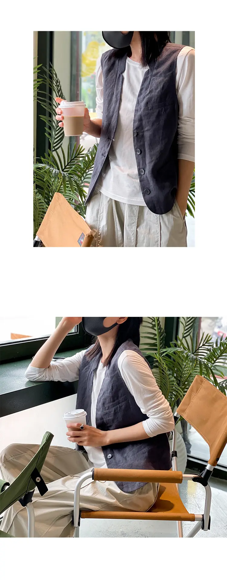 Women's 2024 Summer Linen Vest with Straw Hat — feature 27