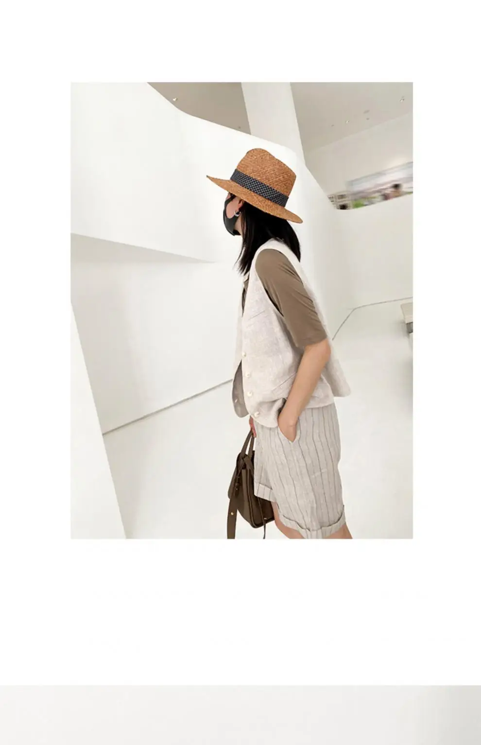 Women's 2024 Summer Linen Vest with Straw Hat — feature 33