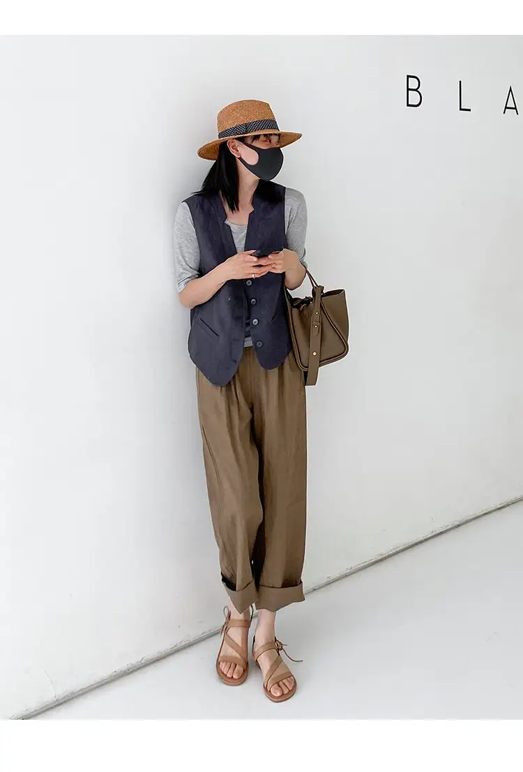 Women's 2024 Summer Linen Vest with Straw Hat — feature 6
