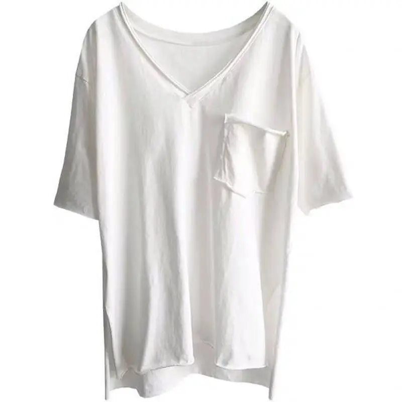 Women Black V-Neck Short Sleeve T-Shirt 2022 Summer - Image 8