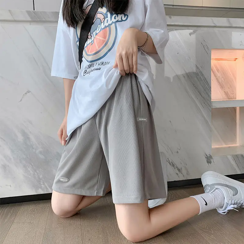 Women Ice Silk Shorts Summer High Waist Straight Pants - Image 6