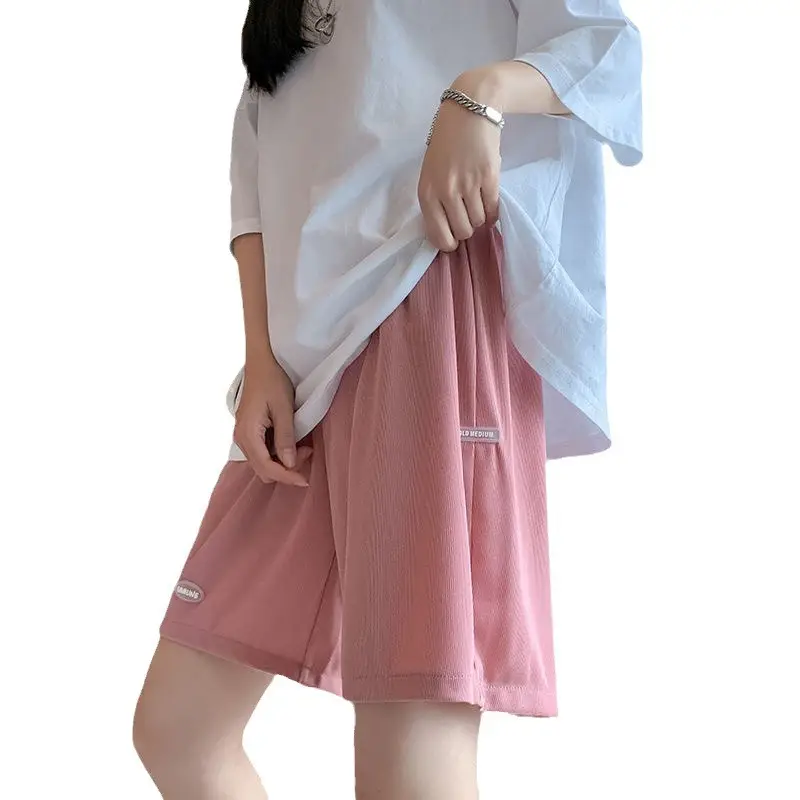 Women Ice Silk Shorts Summer High Waist Straight Pants - Image 7
