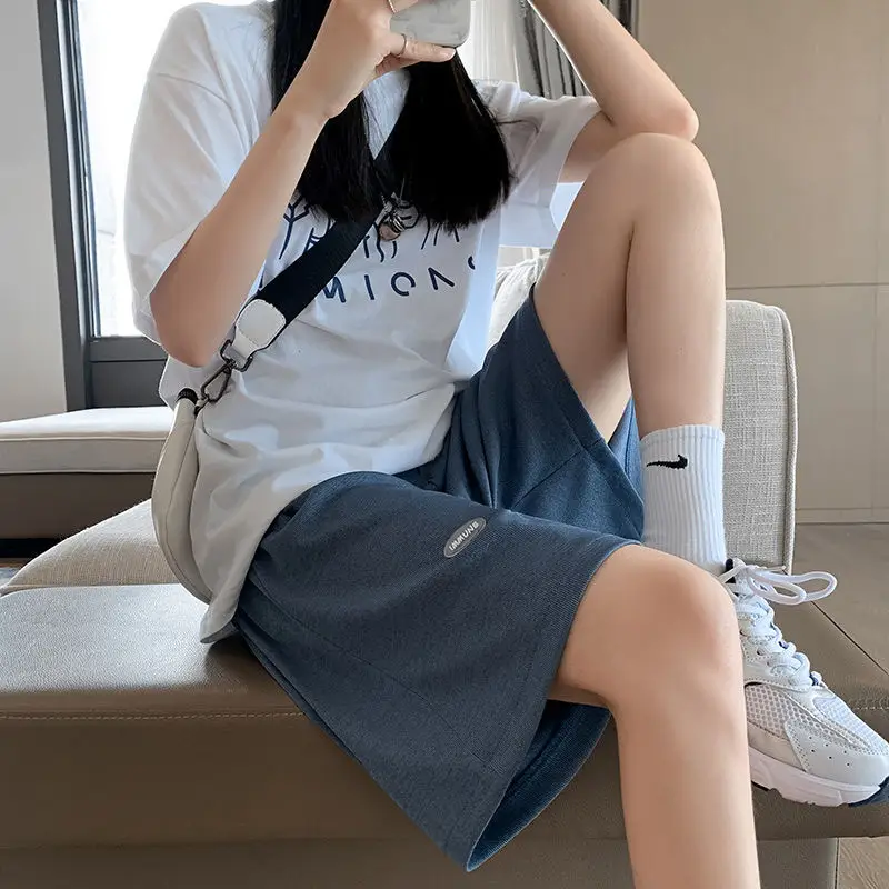 Women Ice Silk Shorts Summer High Waist Straight Pants - Image 2
