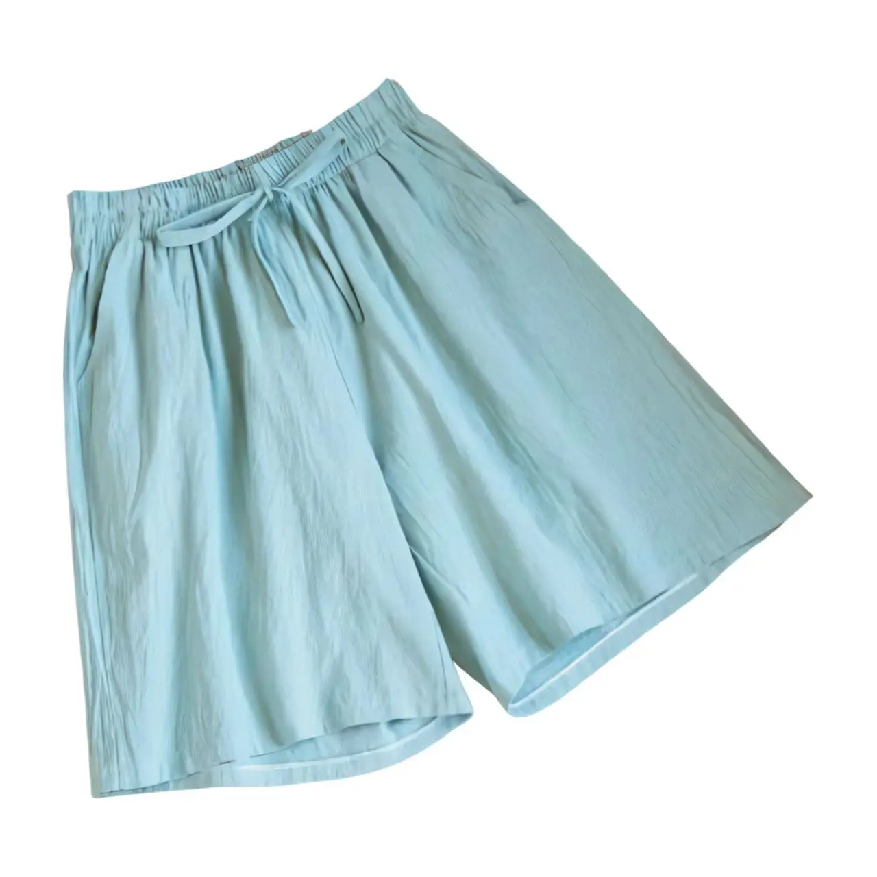 Women Cotton Linen Wide Leg Shorts Summer Large