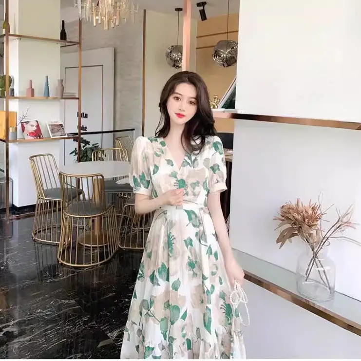 Summer 2022 Long Dress Salted Sweet Floral Dress for Girls - Image 4