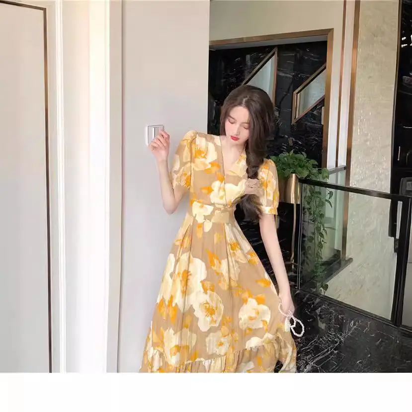 Summer 2022 Long Dress Salted Sweet Floral Dress for Girls - Image 5