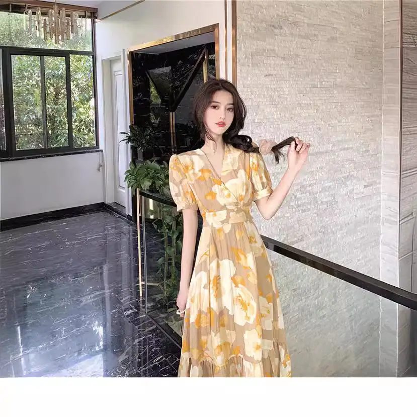Summer 2022 Long Dress Salted Sweet Floral Dress for Girls - Image 6