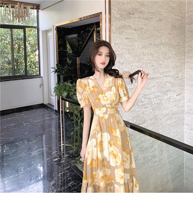 Summer 2022 Long Dress Salted Sweet Floral Dress for Girls - Image 2
