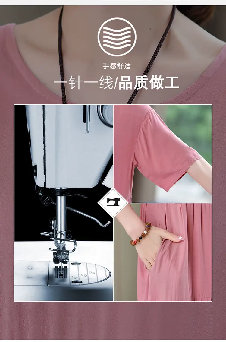 Women Green Long Skirt Dress Summer Elegant Cotton — feature 11