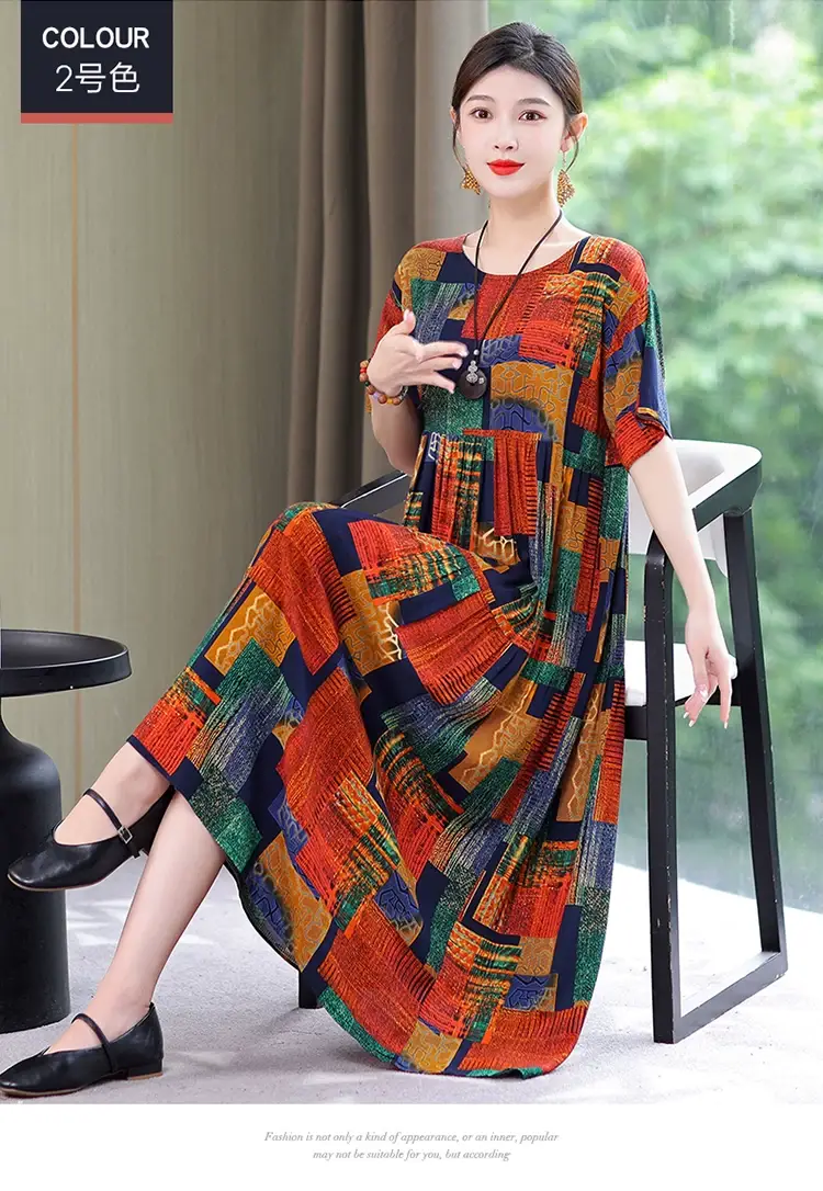 Women Green Long Skirt Dress Summer Elegant Cotton — feature 18