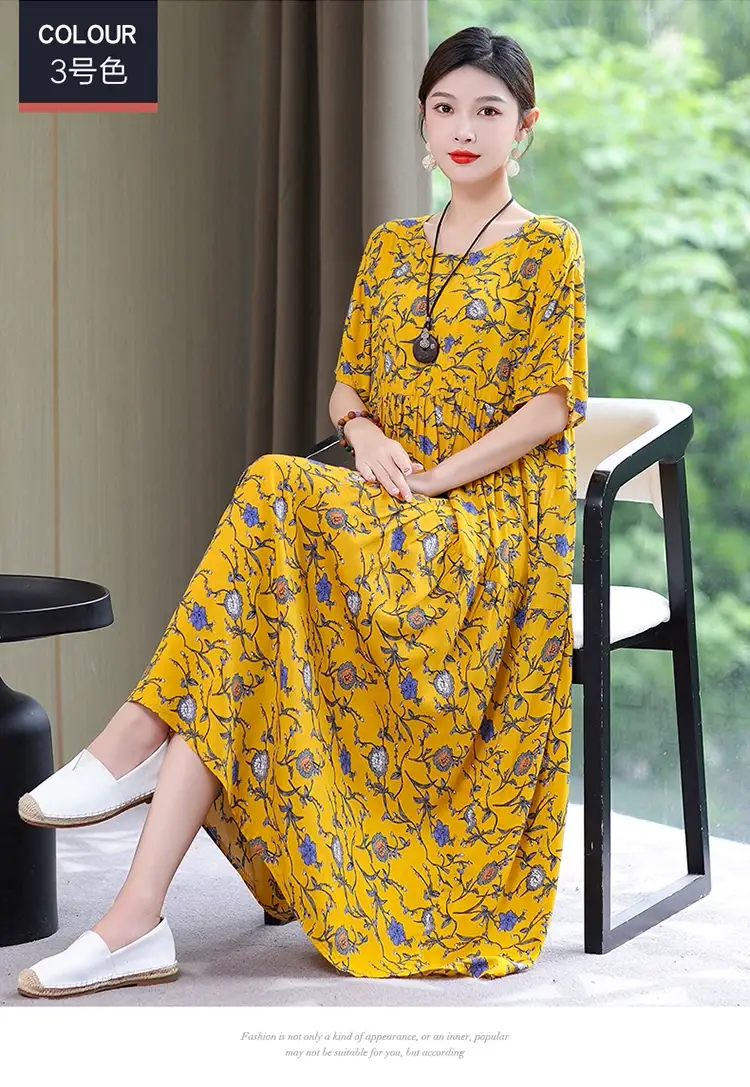 Women Green Long Skirt Dress Summer Elegant Cotton — feature 20