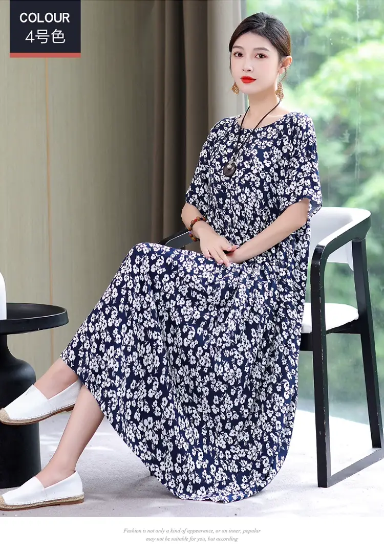 Women Green Long Skirt Dress Summer Elegant Cotton — feature 21