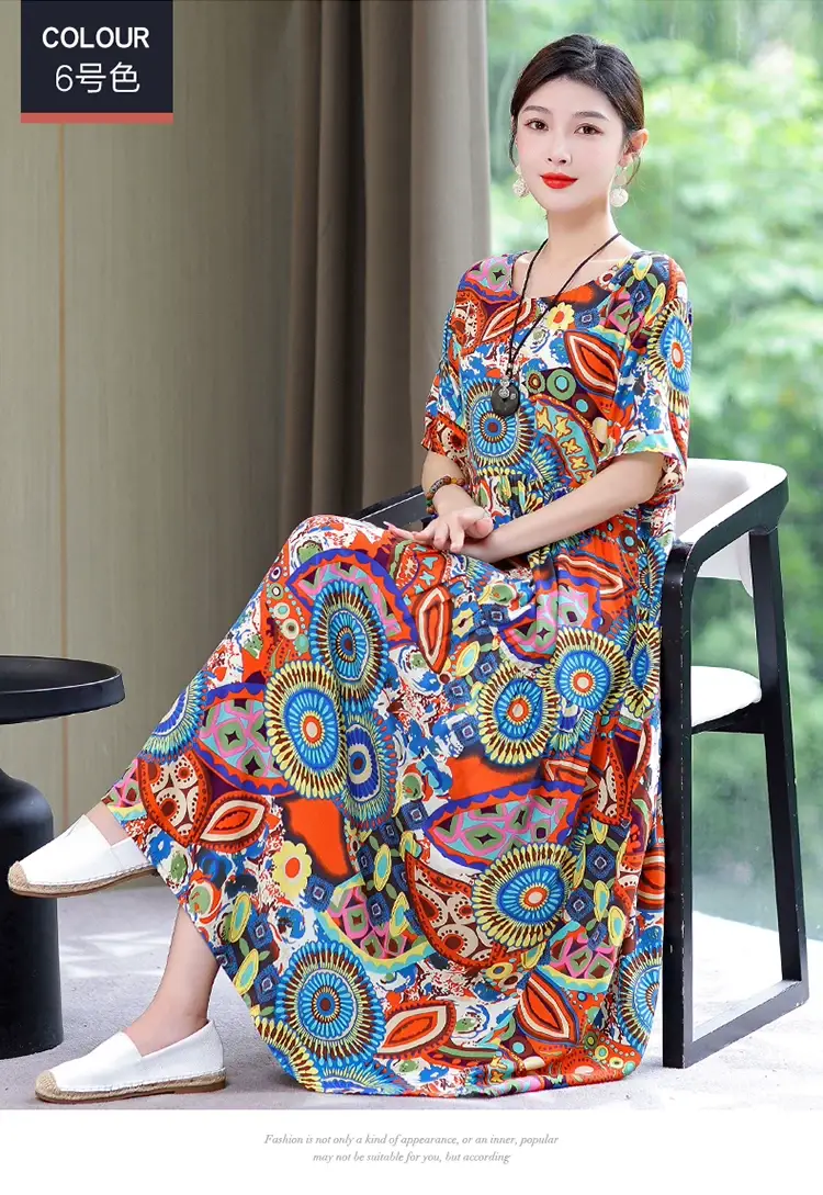 Women Green Long Skirt Dress Summer Elegant Cotton — feature 23