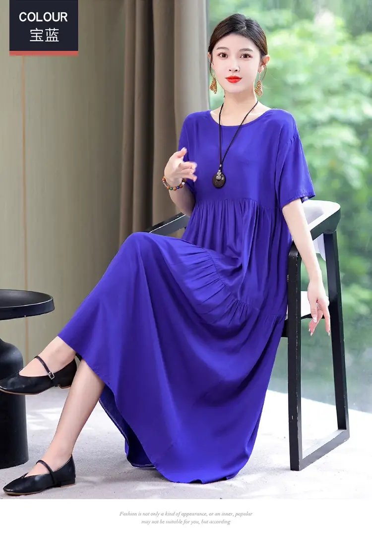 Women Green Long Skirt Dress Summer Elegant Cotton — feature 30