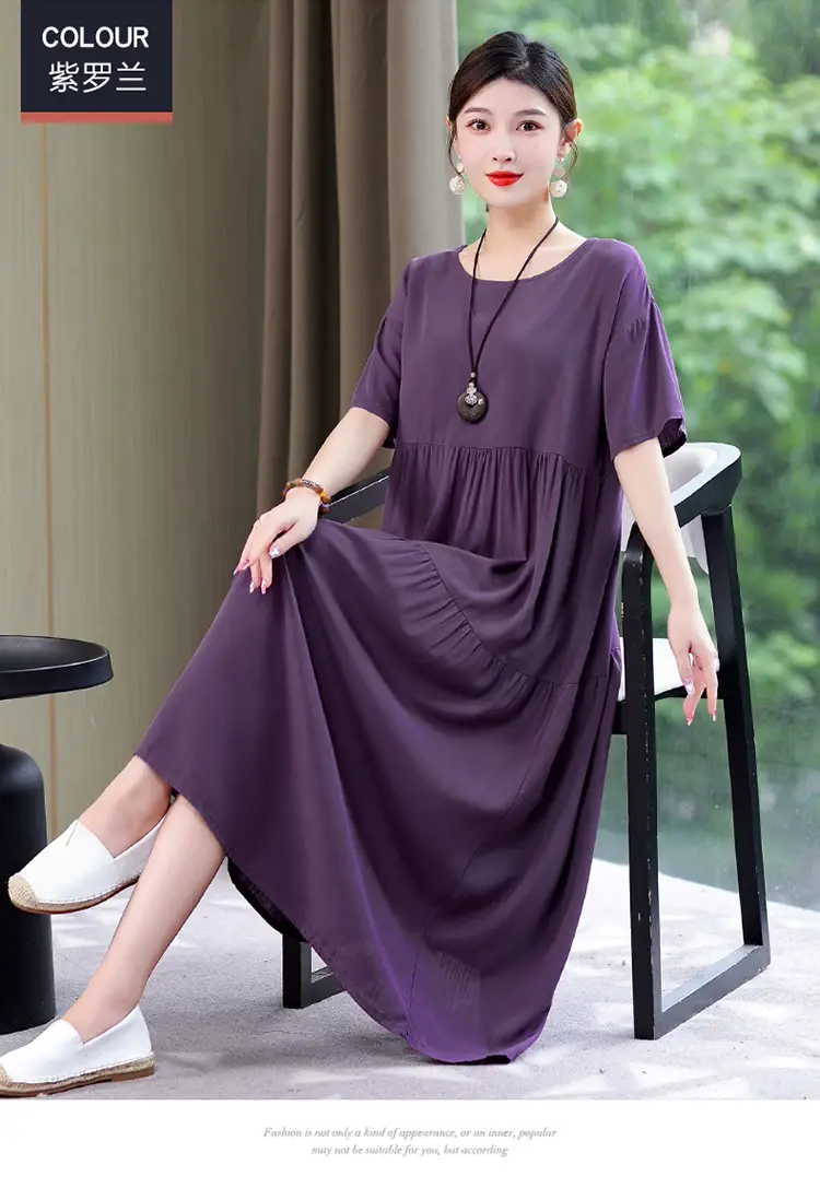 Women Green Long Skirt Dress Summer Elegant Cotton — feature 39